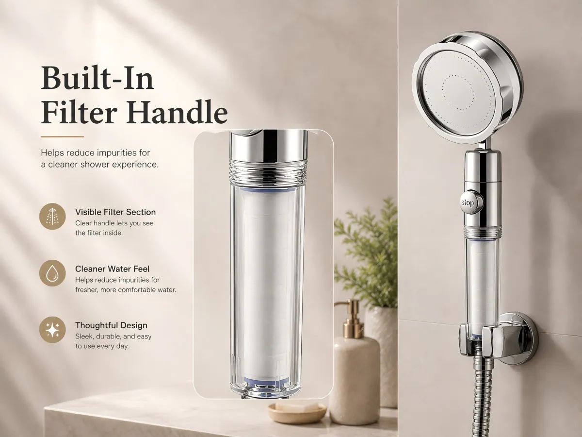 One-piece Water Stop Handheld Shower Head universal standard thread for diy installation