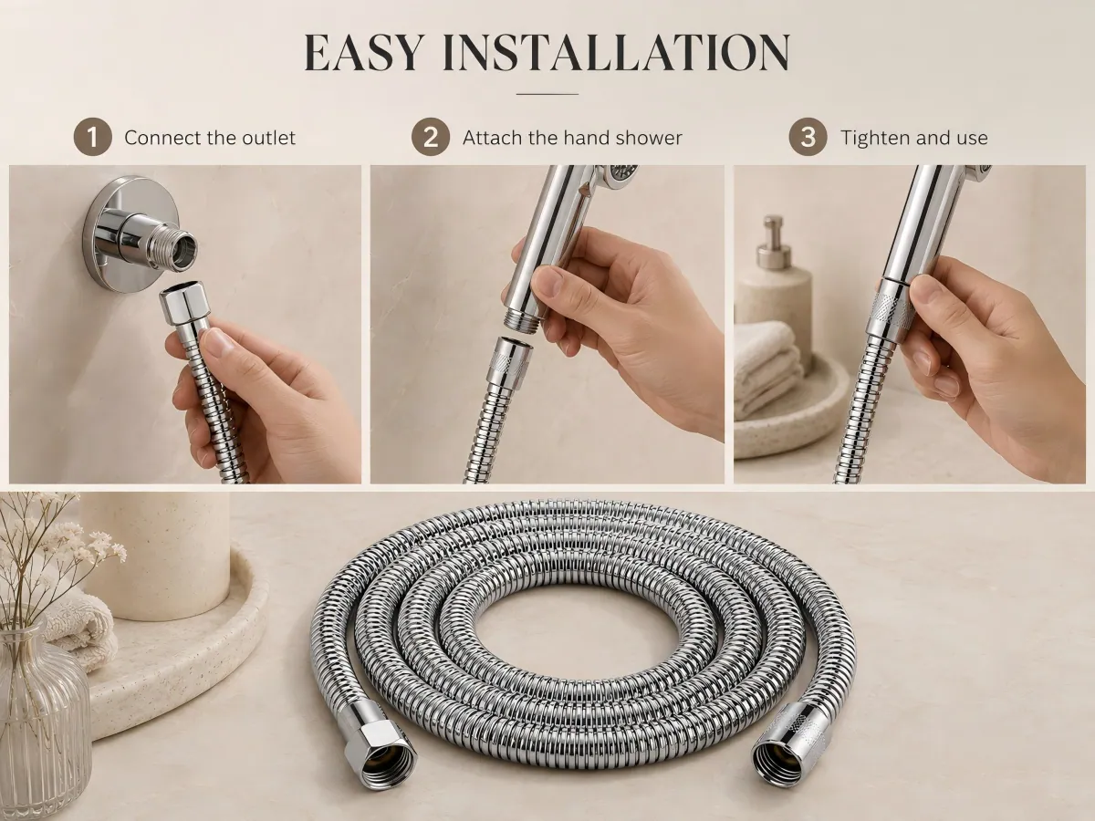 Pressure-Boosting Stainless Steel Shower Hose universal connector format