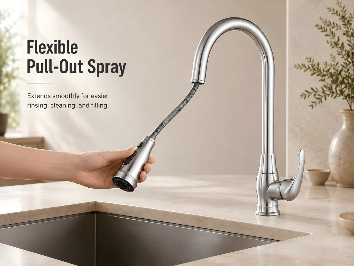 Pull-out Kitchen Faucet stream and spray modes