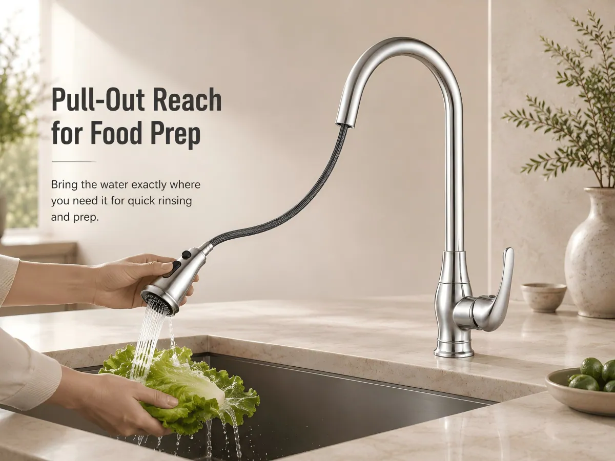 Pull-out Kitchen Faucet 304 stainless steel construction