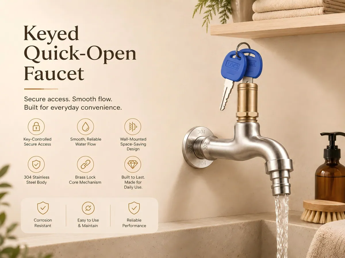 Quick-Open Faucet with Key key-controlled water access