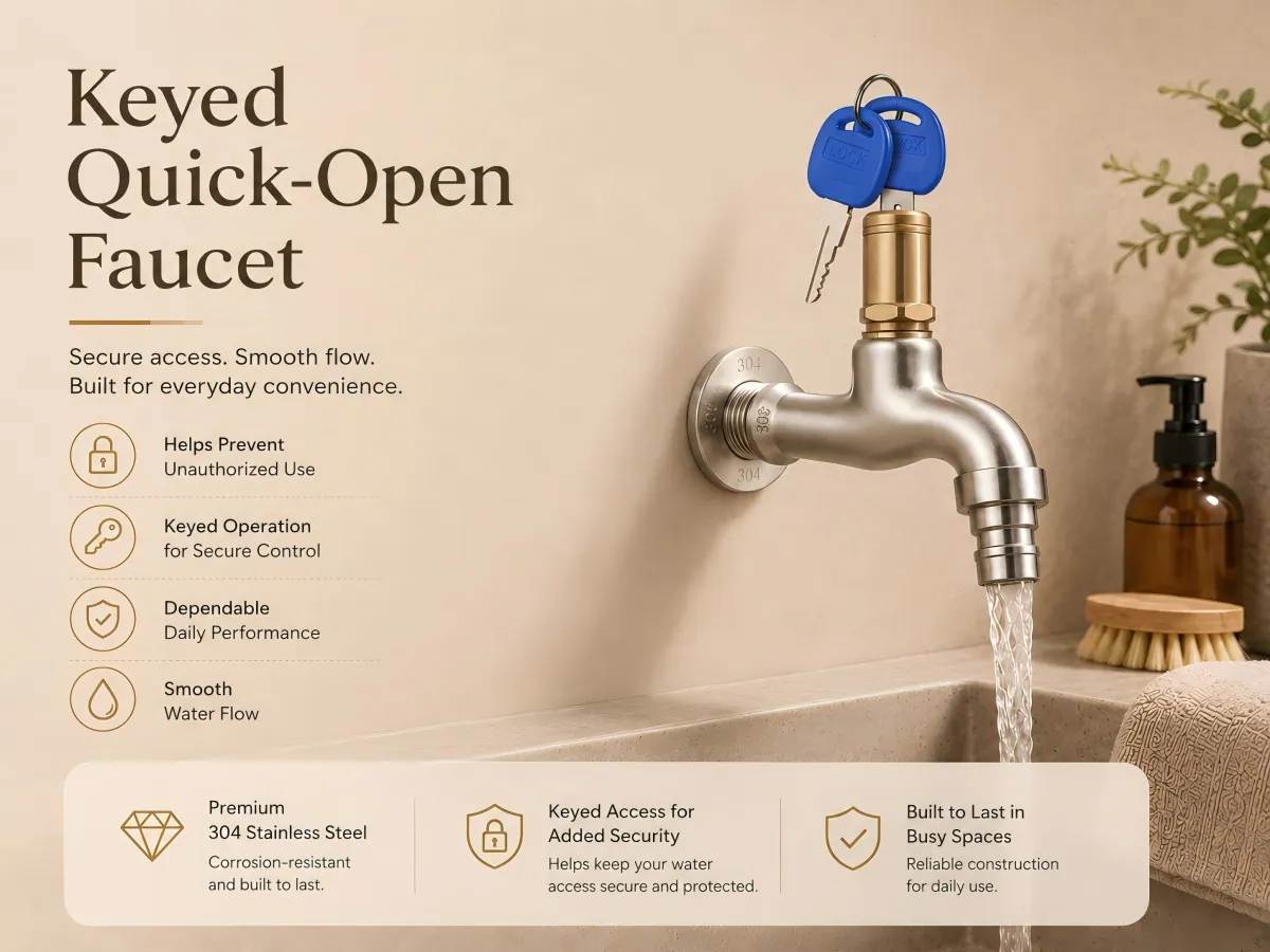 Quick-Open Faucet with Key wall-mounted stepped outlet