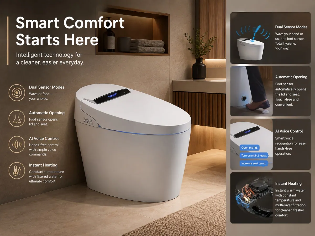 Remote-Control Smart Siphonic Toilet remote washing functions