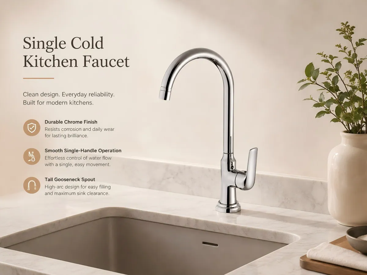 Single Cold Kitchen Sink Faucet durable stainless steel main body