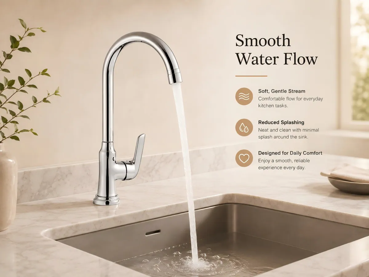 Single Cold Kitchen Sink Faucet polished chrome surface treatment