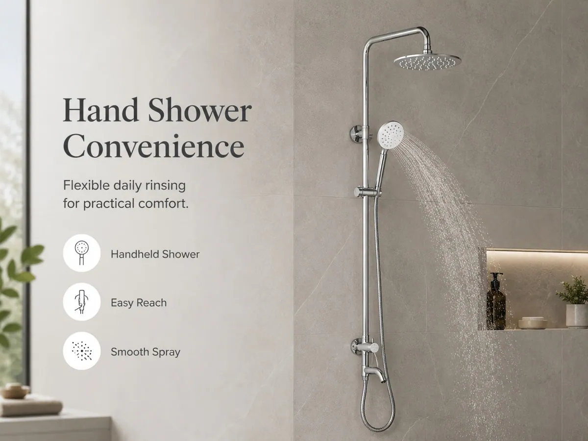 Single Function Chrome Rain Shower Set complete flexible matching
