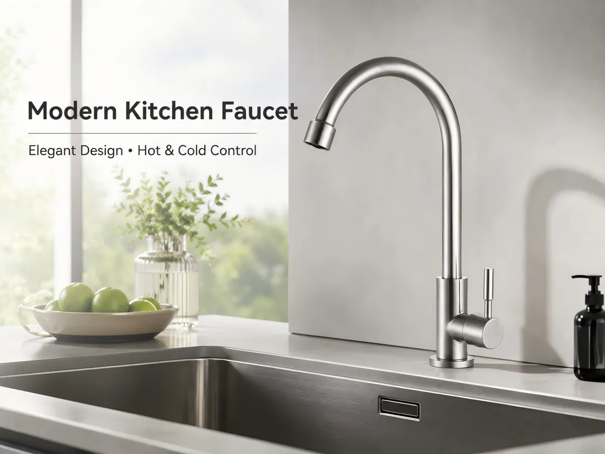 Single Handle Hot and Cold Kitchen Faucet one lever temperature and flow control
