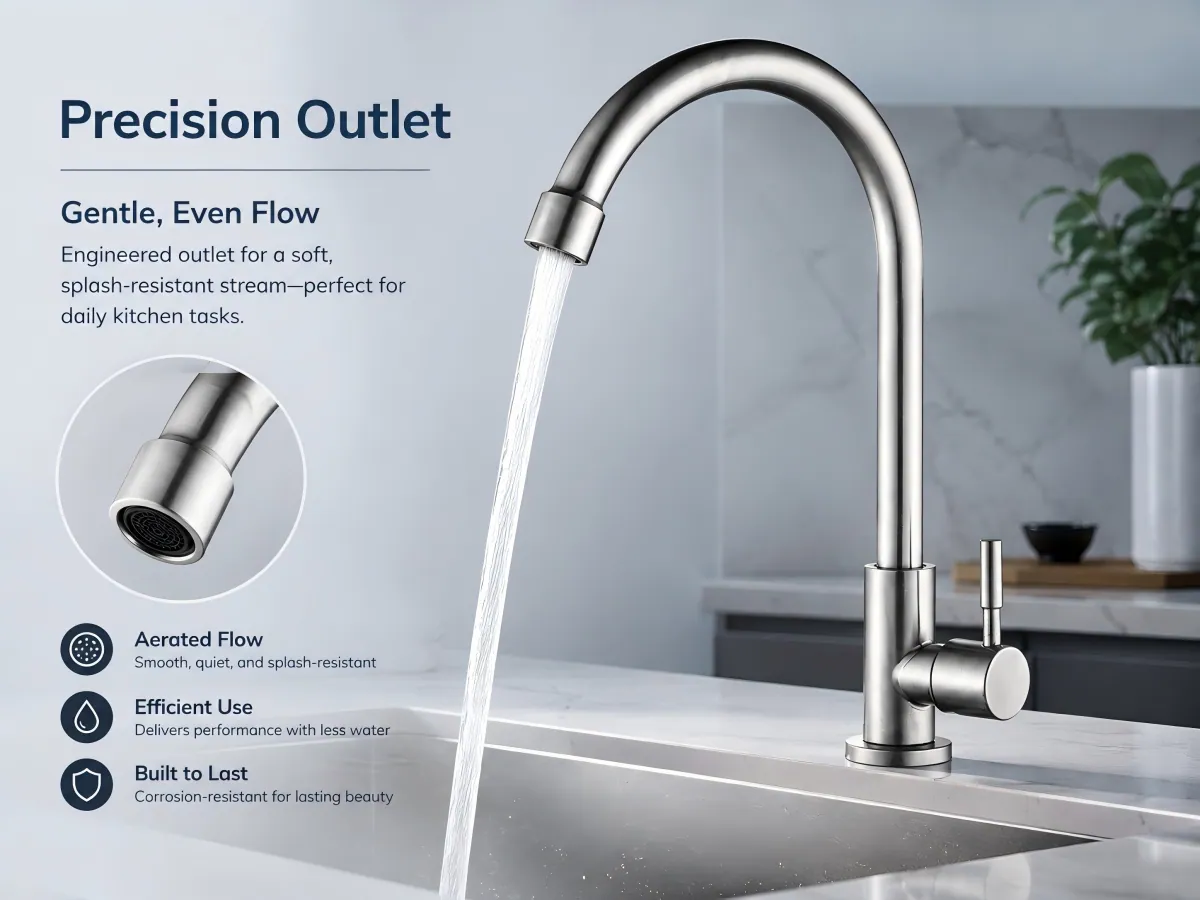 Single Handle Hot and Cold Kitchen Faucet electroplated stainless steel body