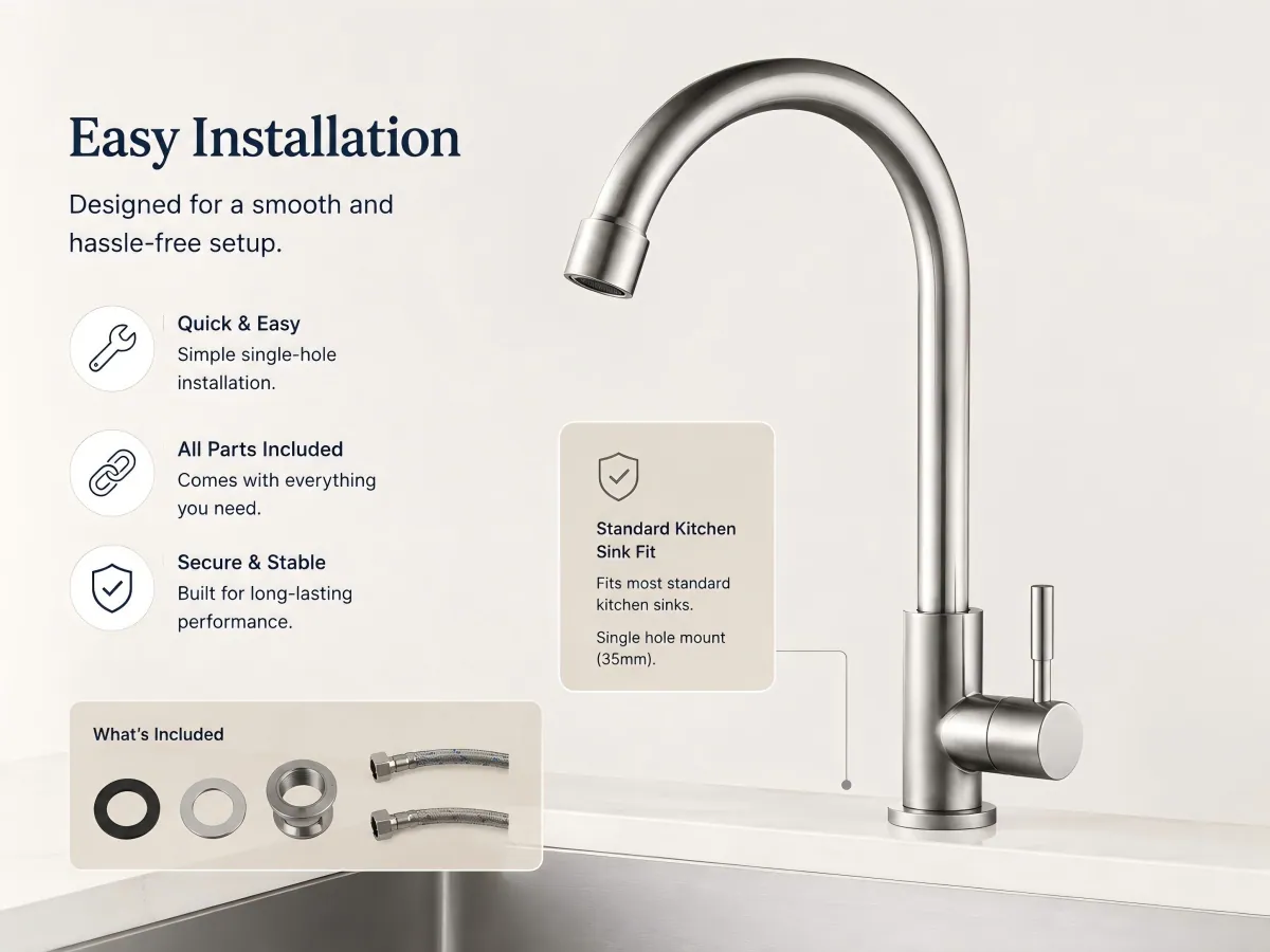 Single Handle Hot and Cold Kitchen Faucet ceramic disc valve