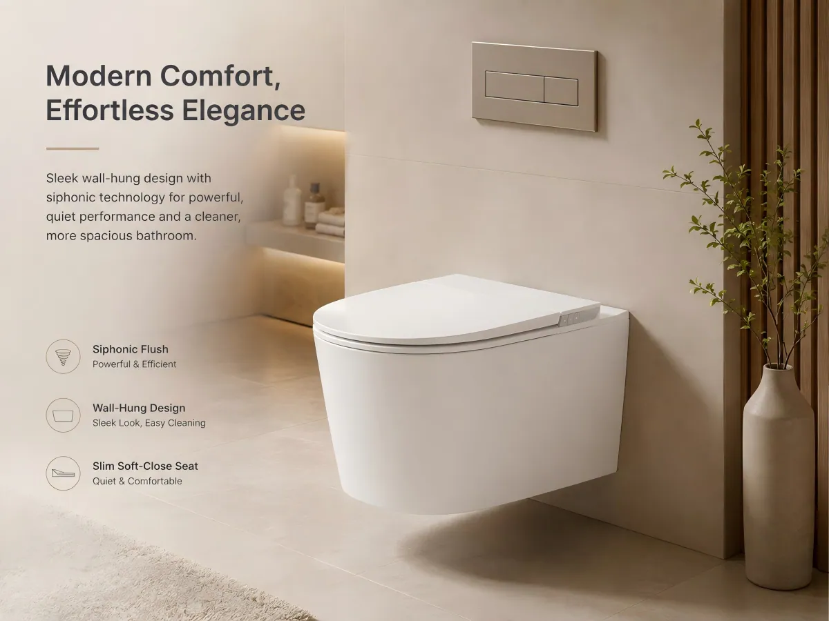 Smart Wall-Hung Siphonic Toilet easy-clean wall-hung layout