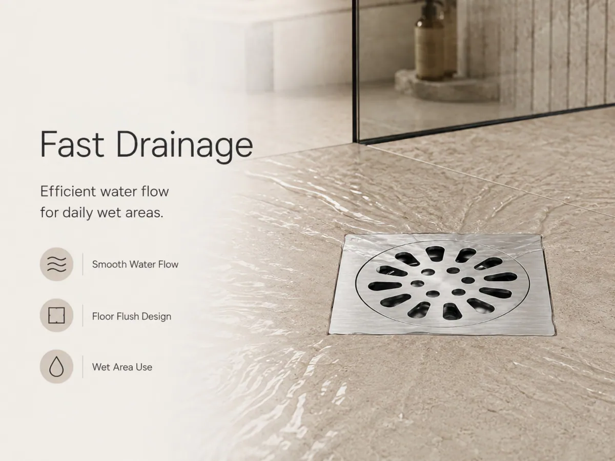 Square Stainless Steel Anti-Odor Floor Drain removable cleaning access