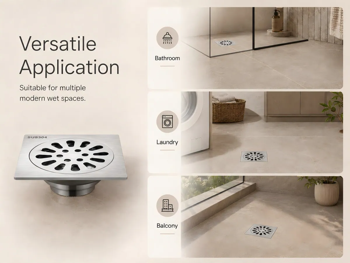Square Stainless Steel Anti-Odor Floor Drain product detail 5