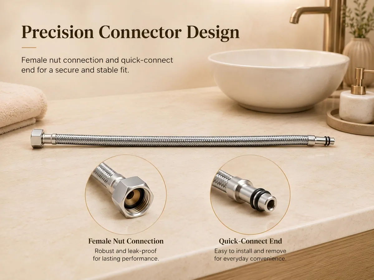 Stainless Steel Braided Pull-Out Faucet Hose stainless steel exterior