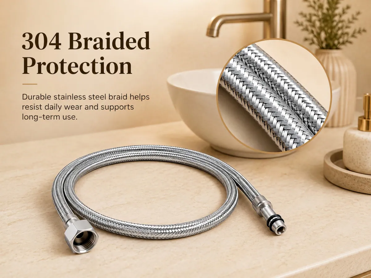 Stainless Steel Braided Pull-Out Faucet Hose brass end connection