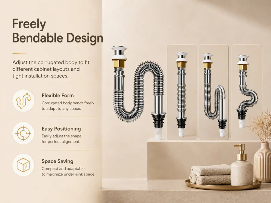 Stainless Steel Flexible Basin Drain Set flexible stainless steel tube