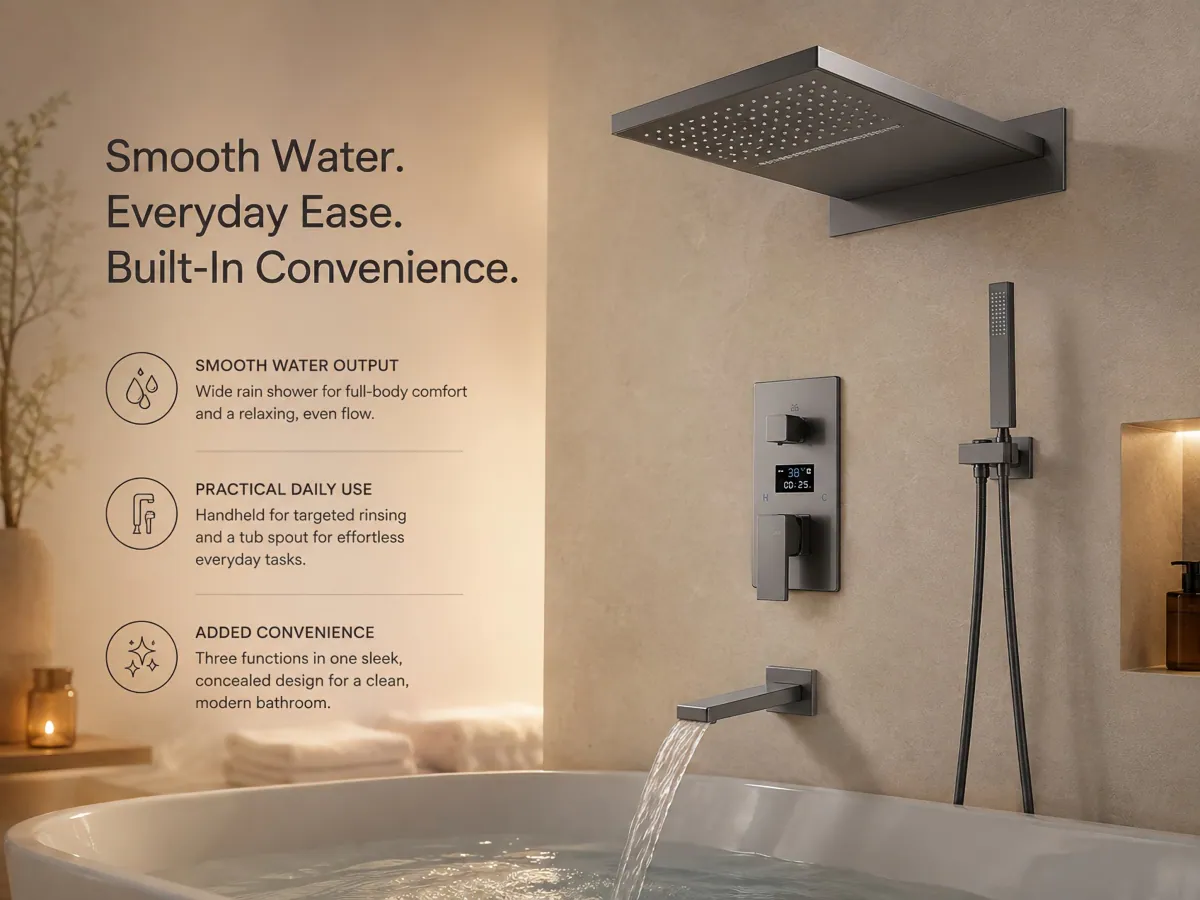 Thermostatic Concealed Shower premium solid brass & stainless steel construction