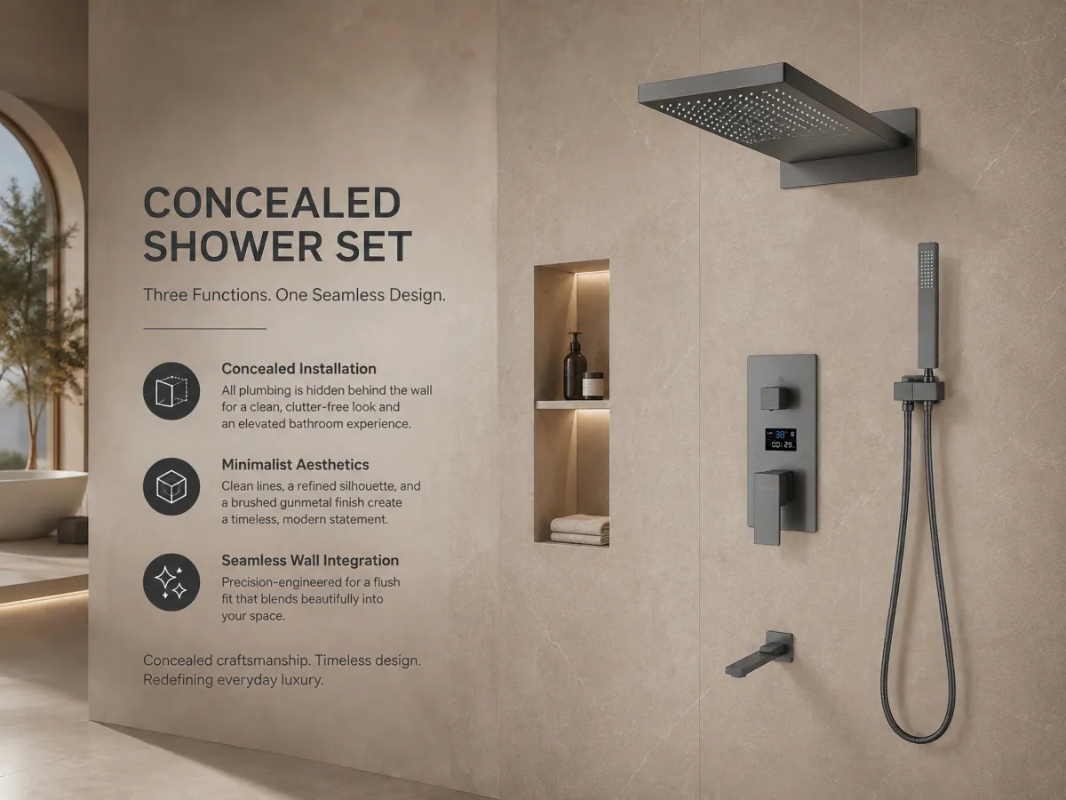 Thermostatic Concealed Shower self-cleaning silicone nozzles