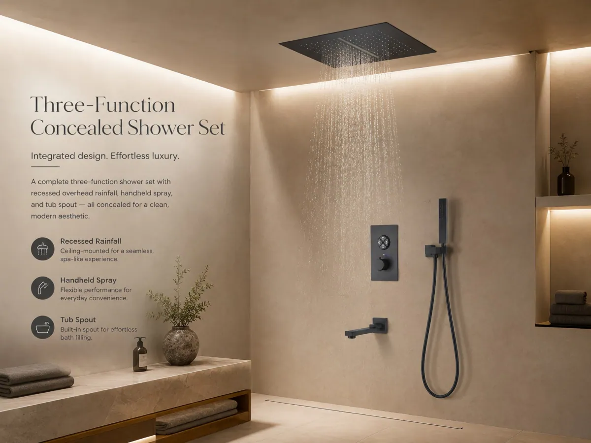 Three-function Concealed Shower System three independent water outlet modes