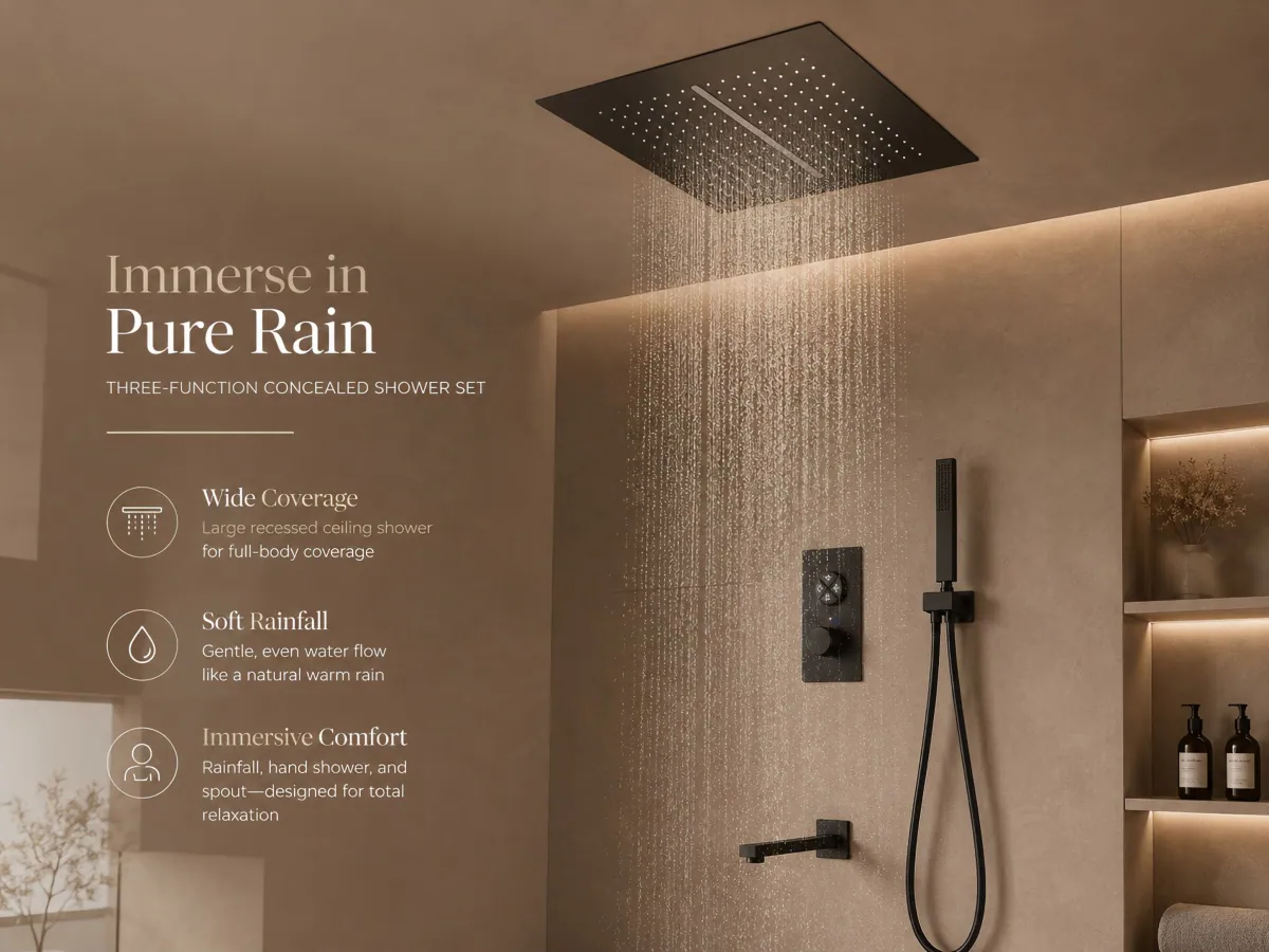 Three-function Concealed Shower System concealed wall-mounted installation