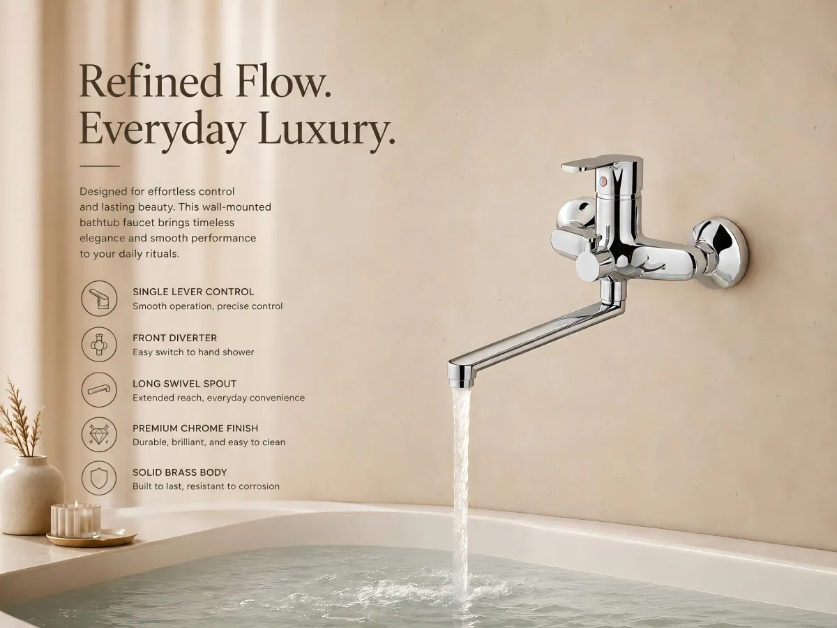 Three-Piece Bathtub Faucet easy outlet switching