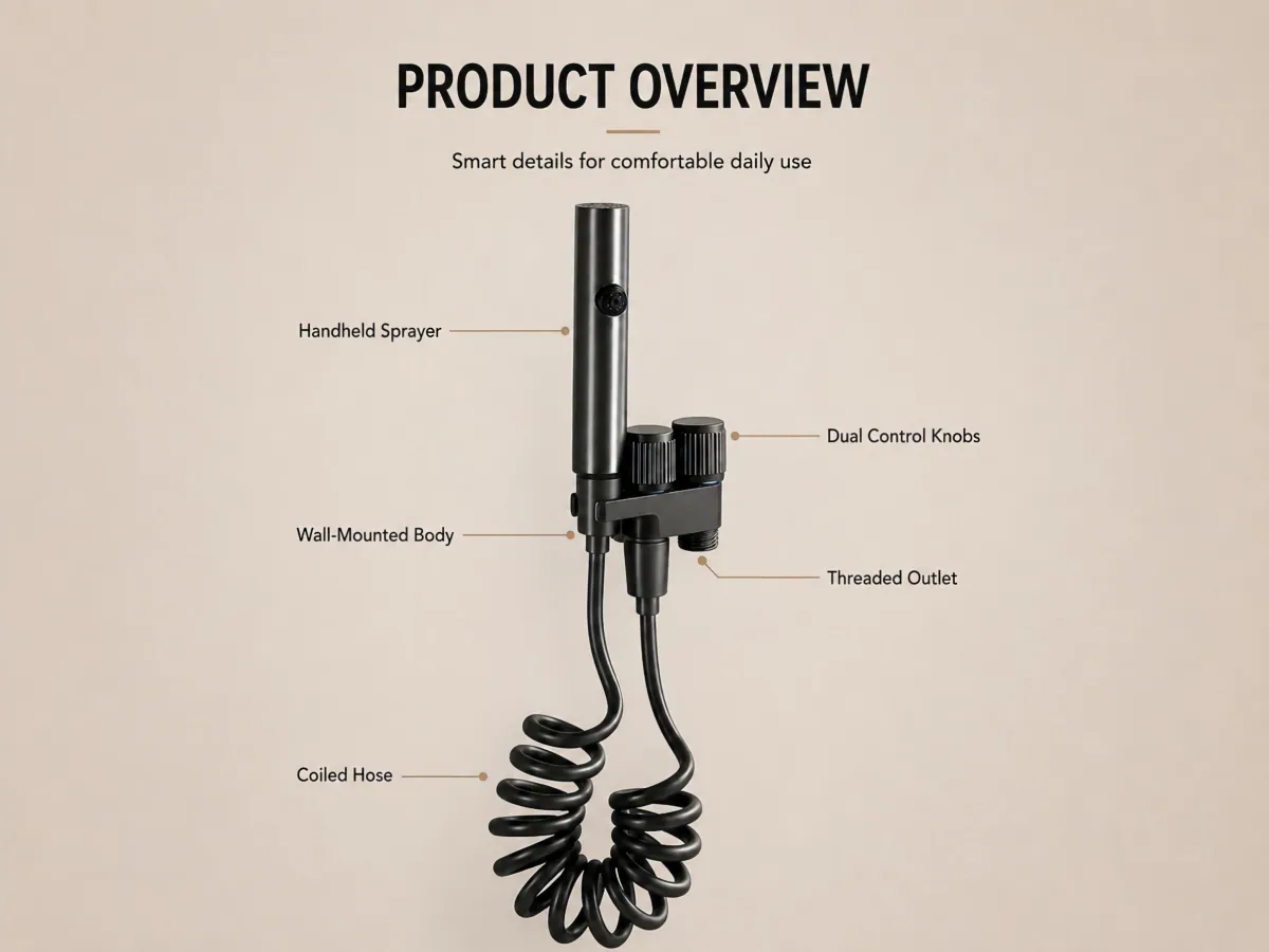 Toilet Companion Angle Valve Set button-controlled sprayer