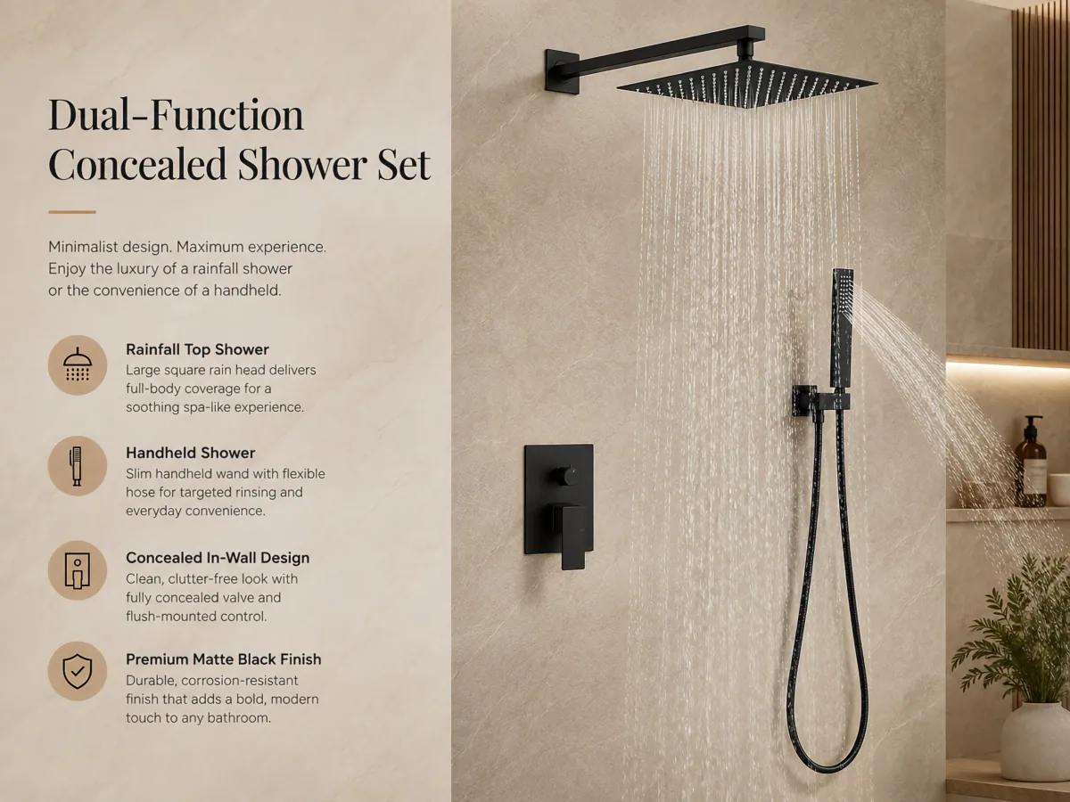 Two Function Concealed Shower Set built-in concealed installation design