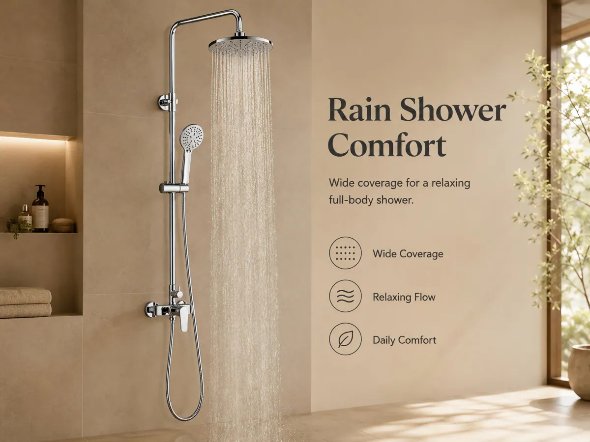Two Function Rainfall Shower Set solid brass main body with premium electroplating