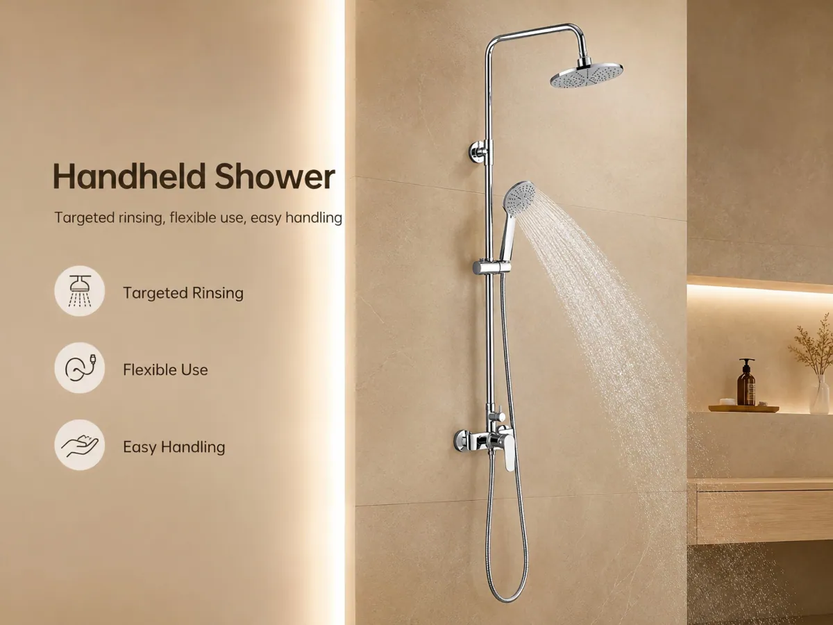 Two Function Rainfall Shower Set adjustable hand shower slide bar