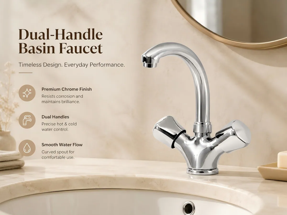 Two Handle Basin Mixer Faucet independent double handle temperature control