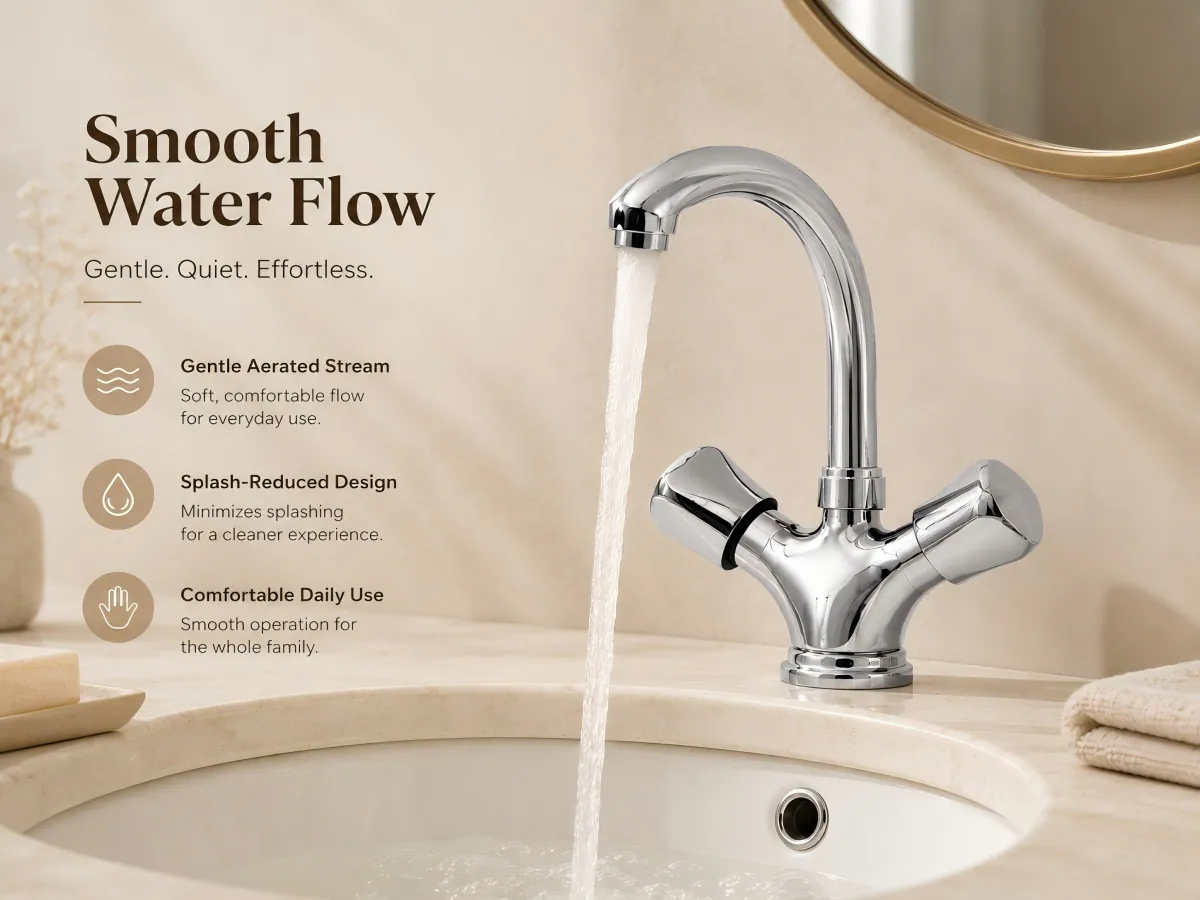 Two Handle Basin Mixer Faucet durable alloy main body