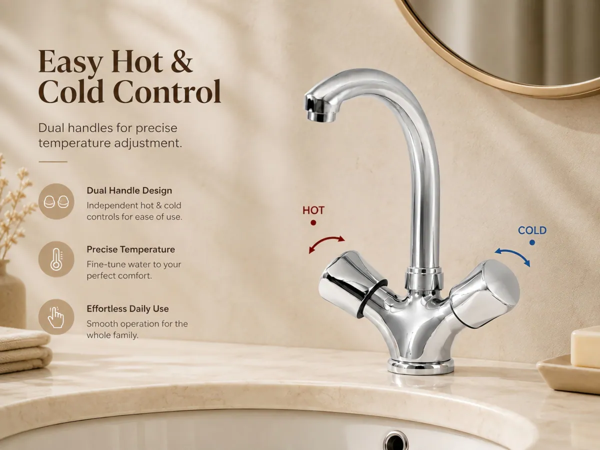 Two Handle Basin Mixer Faucet high quality ceramic disc cartridge