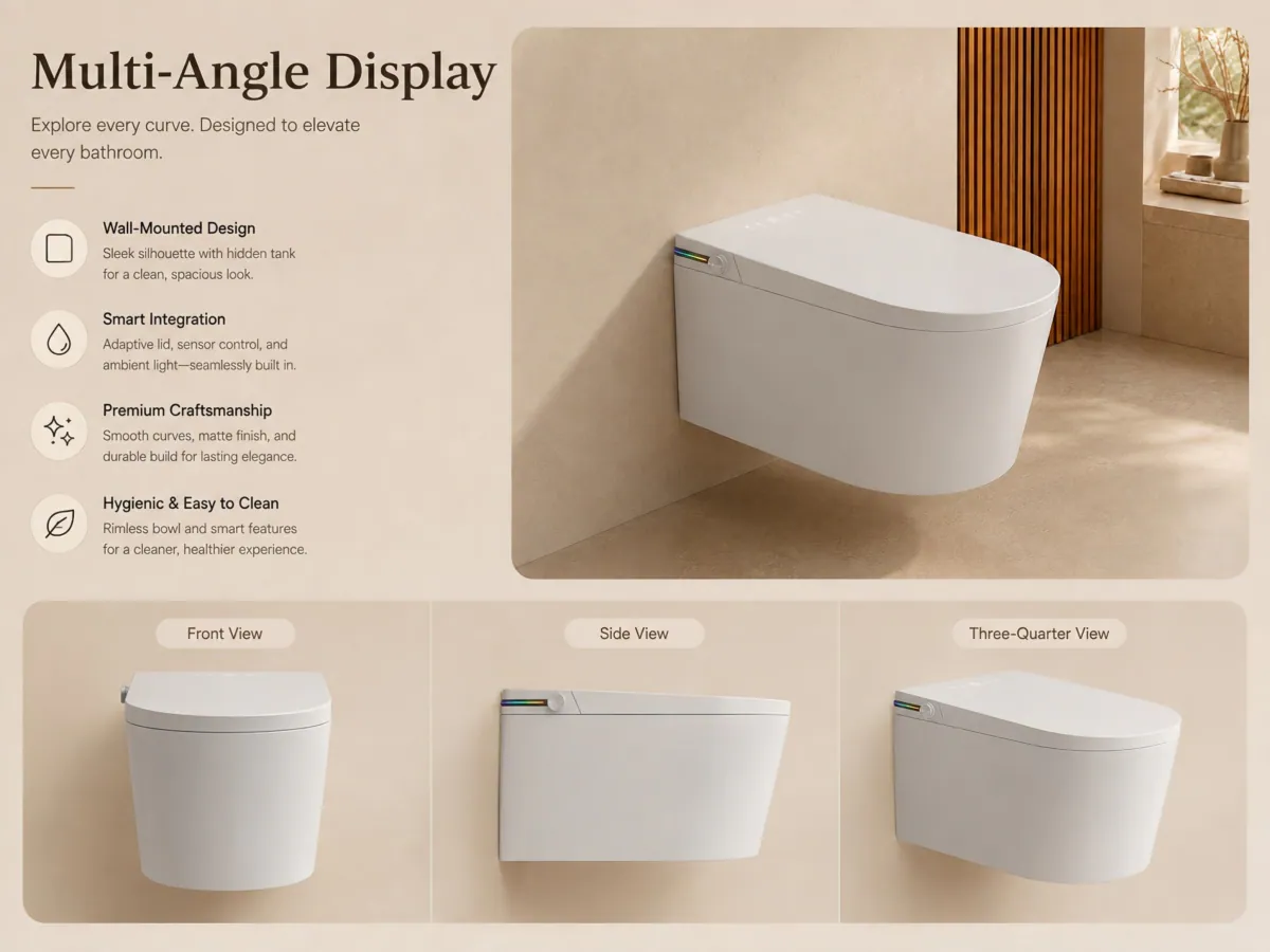 Wall-Mounted Instant-Heating Smart Toilet easy-clean wall-mounted form