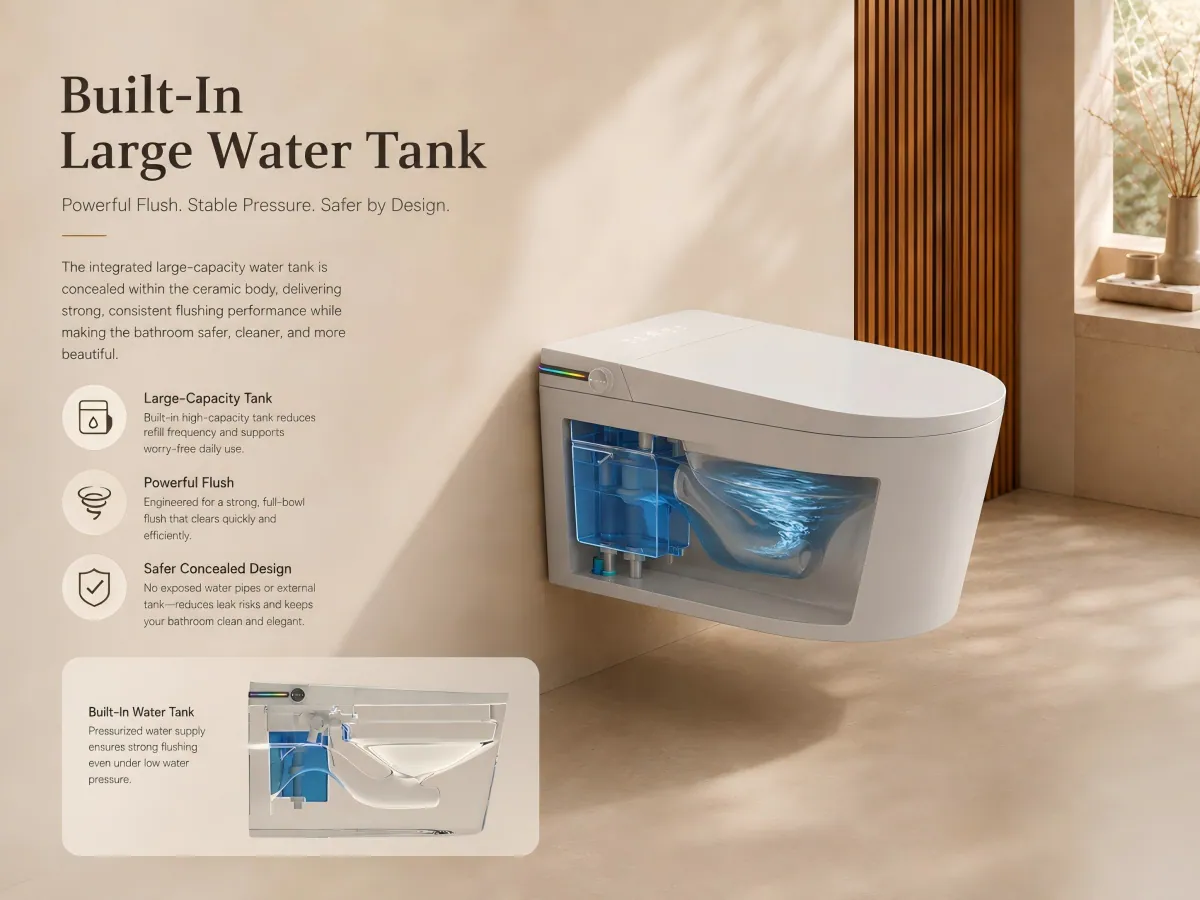 Wall-Mounted Instant-Heating Smart Toilet customizable rgb lighting